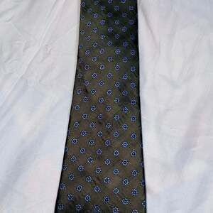 Eagle  Navy Blue and Gold Geometric Silk Tie